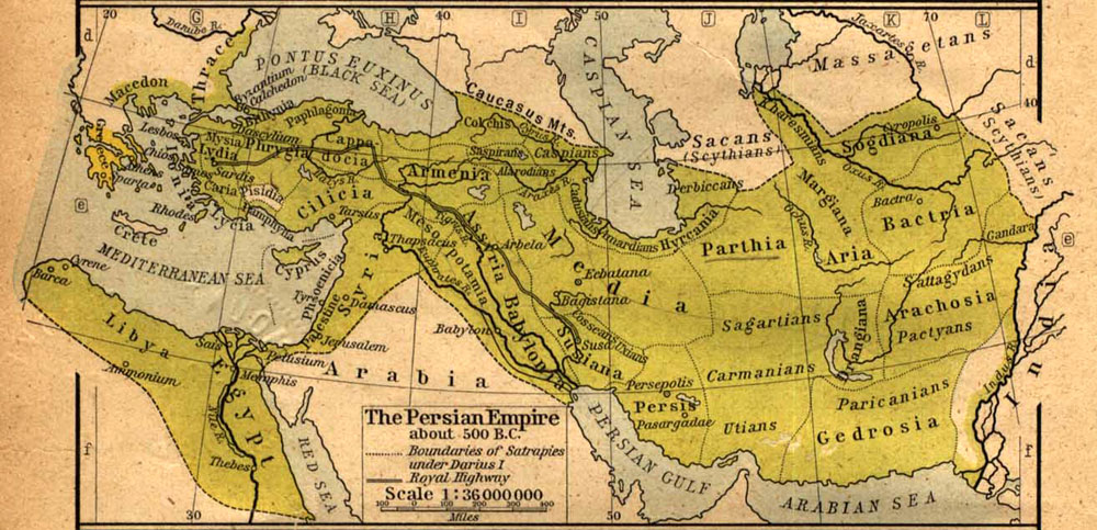The Achaemenid Empire around 500 BC.