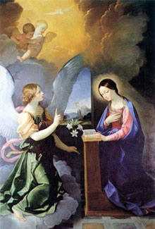 painting of an angel and woman