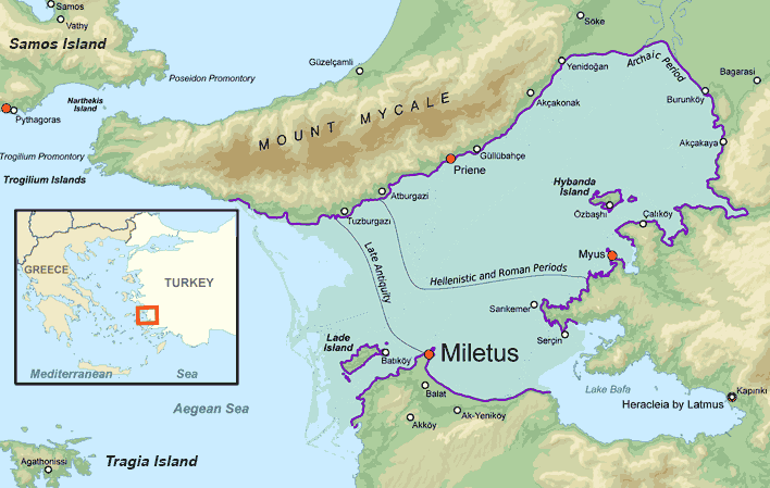 Map of the location of Miletus 