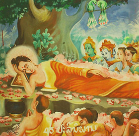 Tpainting of the Buddha reclining