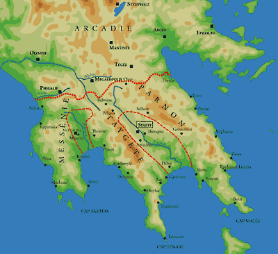 Map of the territory of ancient Sparta