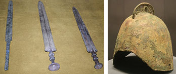 Iron swords and bronze helmet