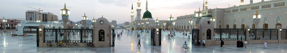Prophet’s Mosque in Medina, at sunset.