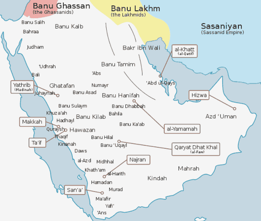 A map of important tribes and Empire of the Arabian Peninsula