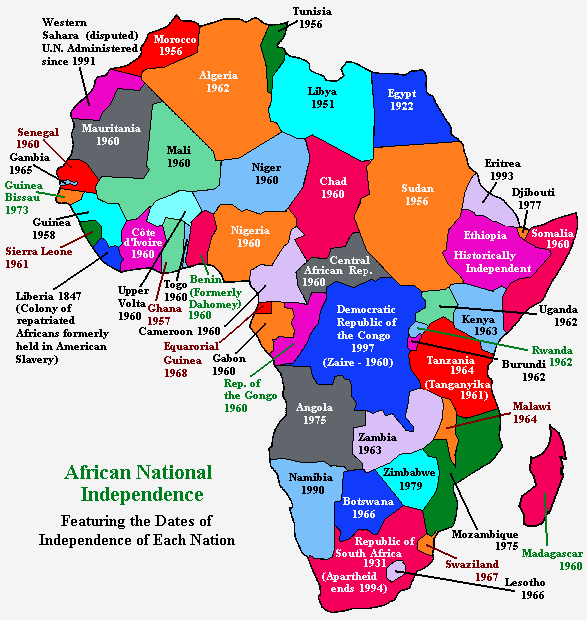 Map of African national independence