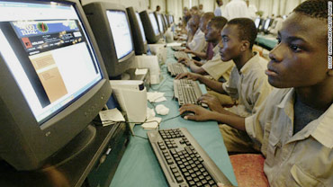 Kids in Africa using the internet