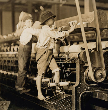 Children working in a textile mill