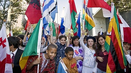 Kids with flags