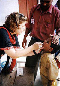 Child getting a polio vaccine