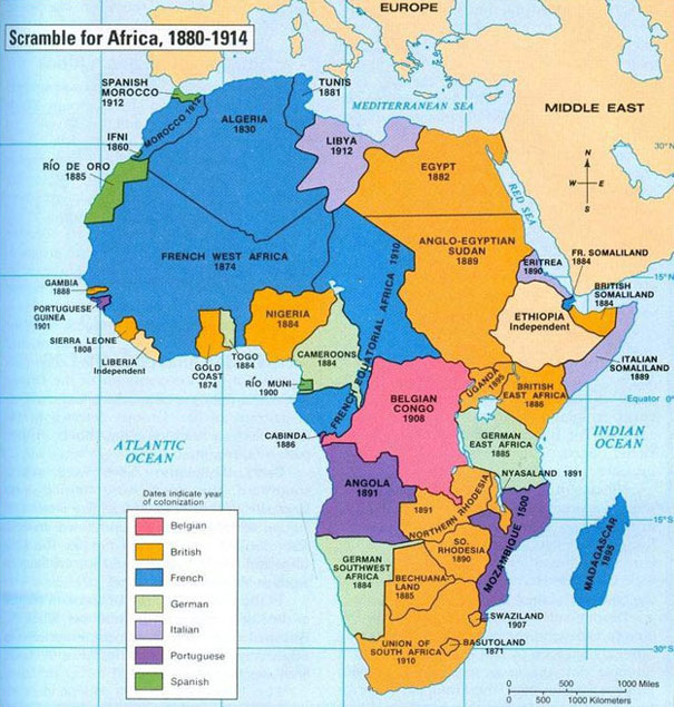 Map of the scramble for Africa 1880-1940