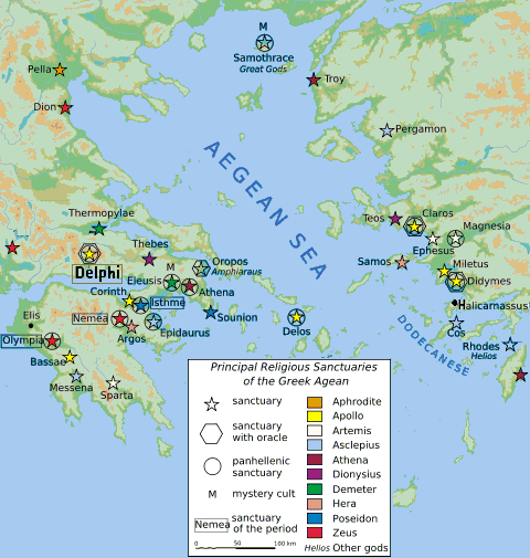 a map of Greek sanctuaries