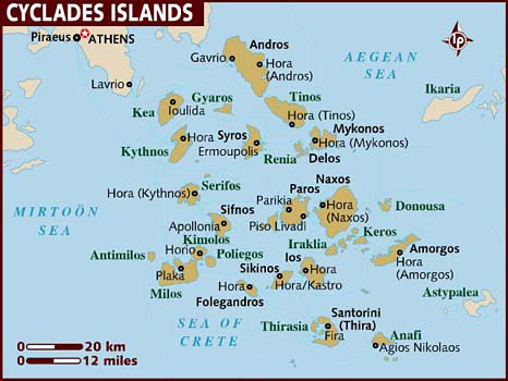 Map of the Cycades Islands