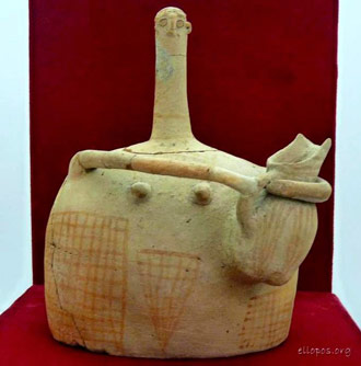 Earthenware jar in the shape of the goddess of Myrtos
