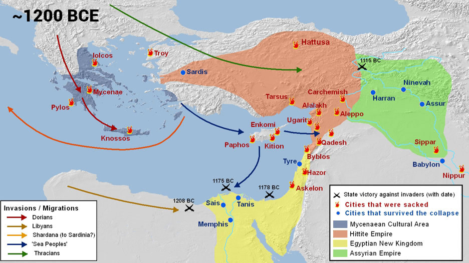 Map of the Bronze Age collapse ca 1200 BCE