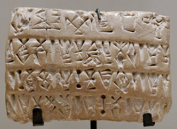 Clay tablet with marks