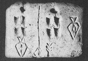 Clay tablet with marks