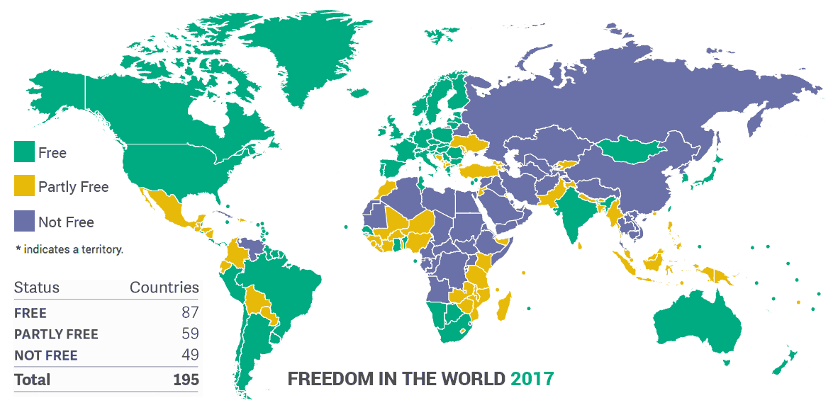map of freedom in the world