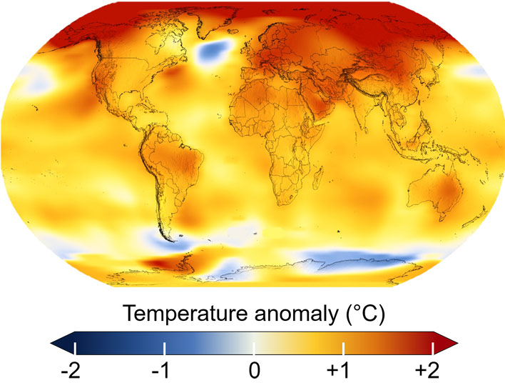world map of temperature changes in the last 50 years