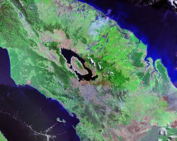 Landsat photo of lake Toba