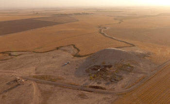 arial view of a desert mound