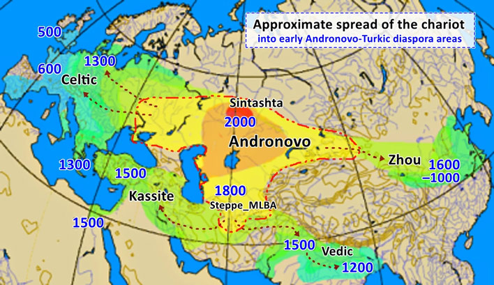 map of the aproximate spread of the chariot