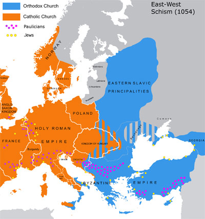 Map of the East/West schism