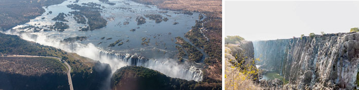 Victoria Falls before and after the drought of 2019