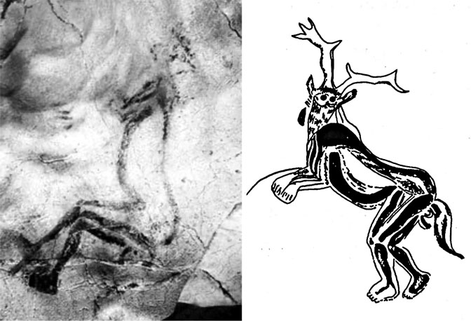 A photo of the Wizard or Sorcerer cave
painting