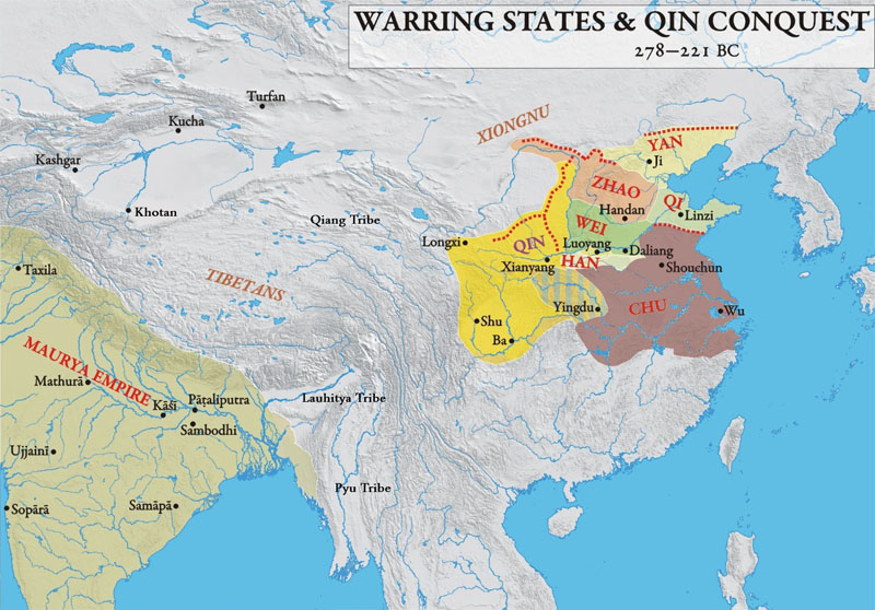 Map of China circa 221 BC