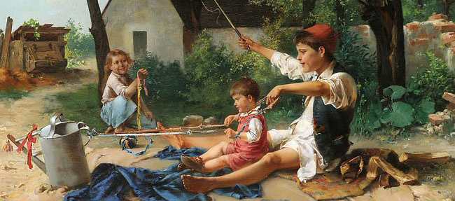 painting by Cserépy of children playing