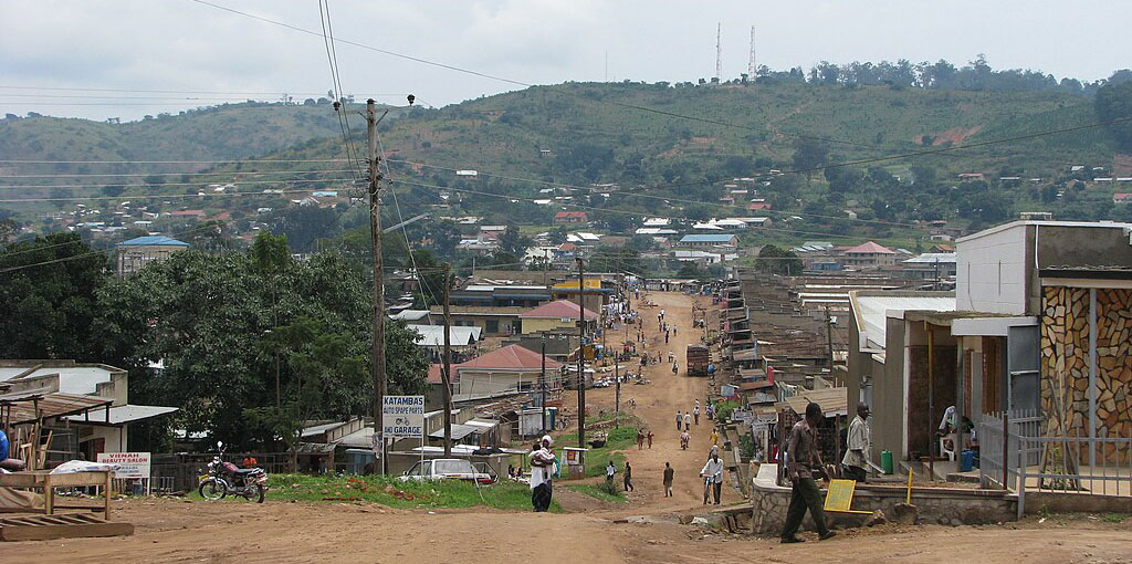 a town with dirt streets in Uganda
