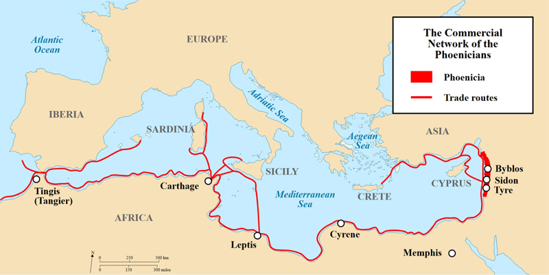map of Phoenician trade routes