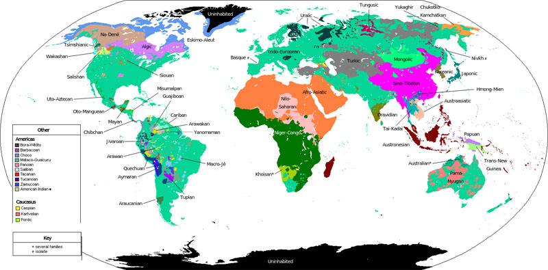 map of language families