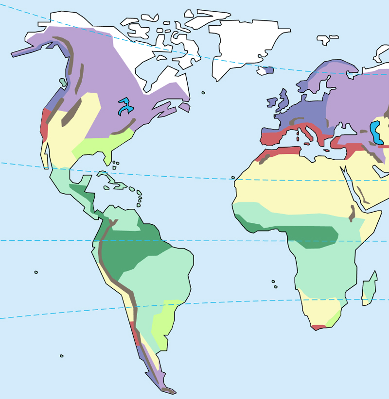 climate zones in Americas and Africa