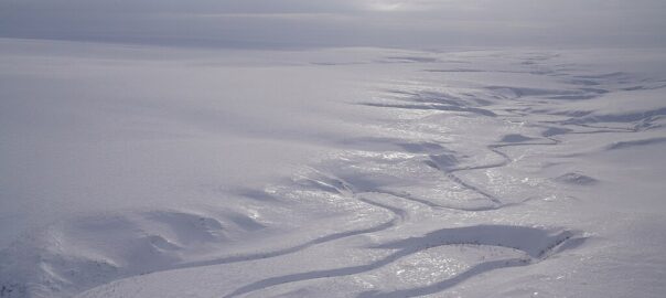 A photo of an ice-covered Arctic landscape in Northern Alaska.