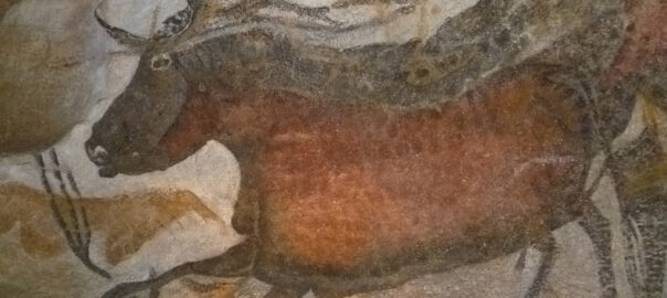 A cave painting from the interior of the Lascaux Caves in France.