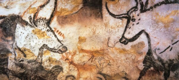 Prehistoric cave paintings at Lascaux in France showing a variety of ungulates.