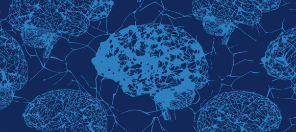 An illustration showing many different brains connected by neural networks.