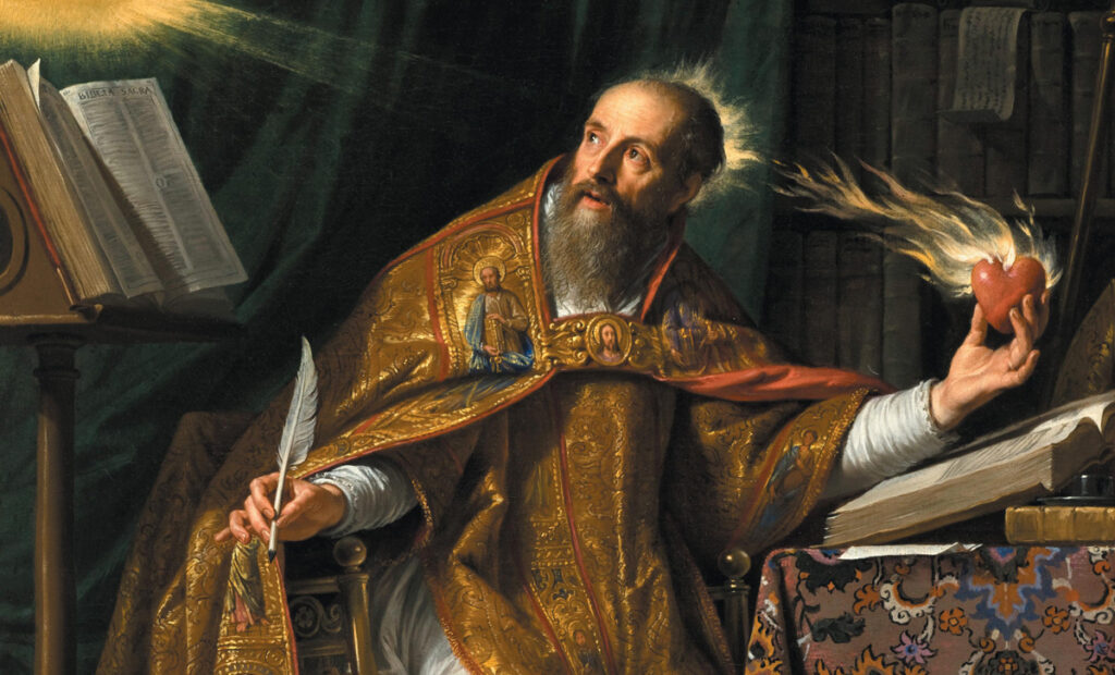 Saint Augustine of Hippo receiving the Most Sacred Heart of Jesus, painting by Philippe de Champaigne, 17th century
