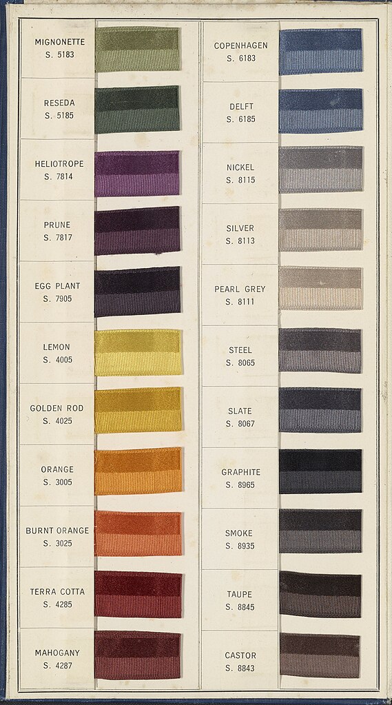 A page or card from the Standard Color Reference of America.