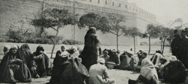 A female storyteller reciting from the Arabian Night collection in Cairo, Egypt.